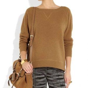 J. Crew Waffle Knit Everyday 100% Cashmere Crewneck Long Sleeve Sweater Tan